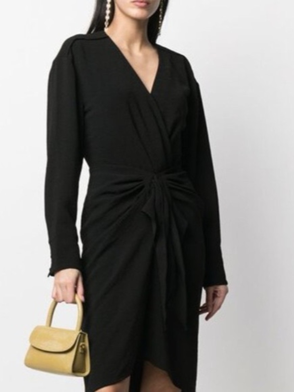NWT ba&sh Kiari Draped Wrap Dress Black Size 3 US 8 / L